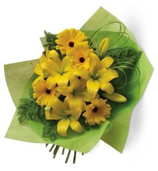  yellow gerberas and lillies -$55